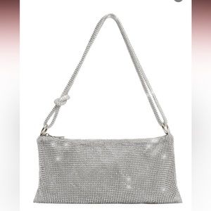 Blair Diamante Mesh Bag Silver - white fox - new handbag